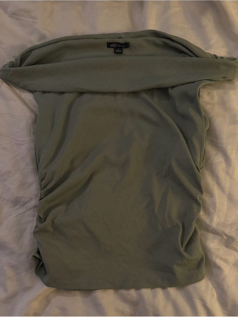 wild fable Olive Green Off-Shoulder Ribbed Crop Top
